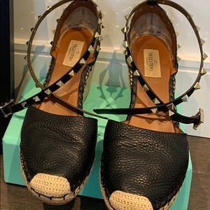 Valentino Rockstud Wedge Espadrilles